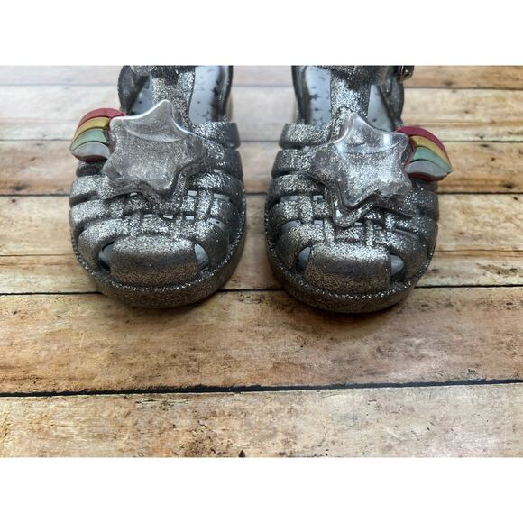 Mini Melissa Silver Rainbow Shooting Star Sandals Toddler Girls Size 10 - Picture 3 of 6